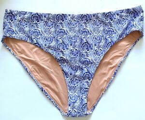 J. Crew Floral Full Coverage Bathing Suit Bottom Blue White Size 3X Plus NEW